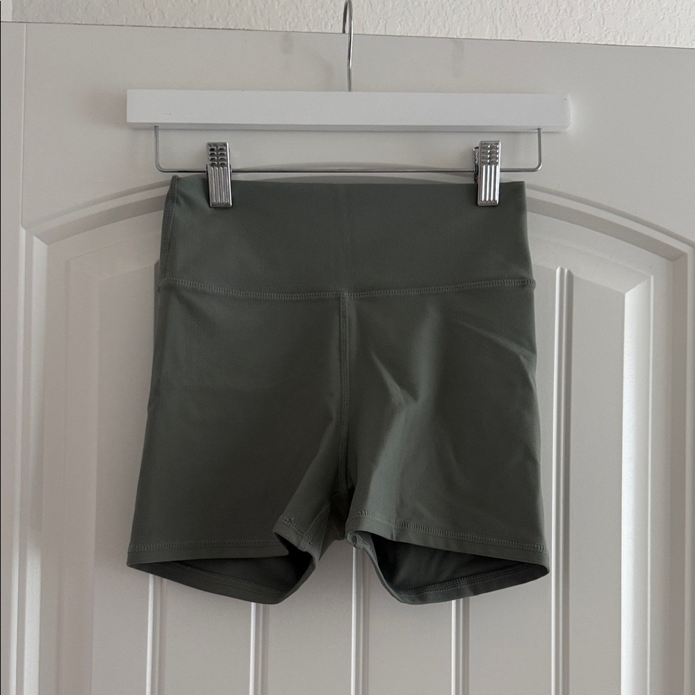 BECCA Olive Green High-Rise Bike Shorts